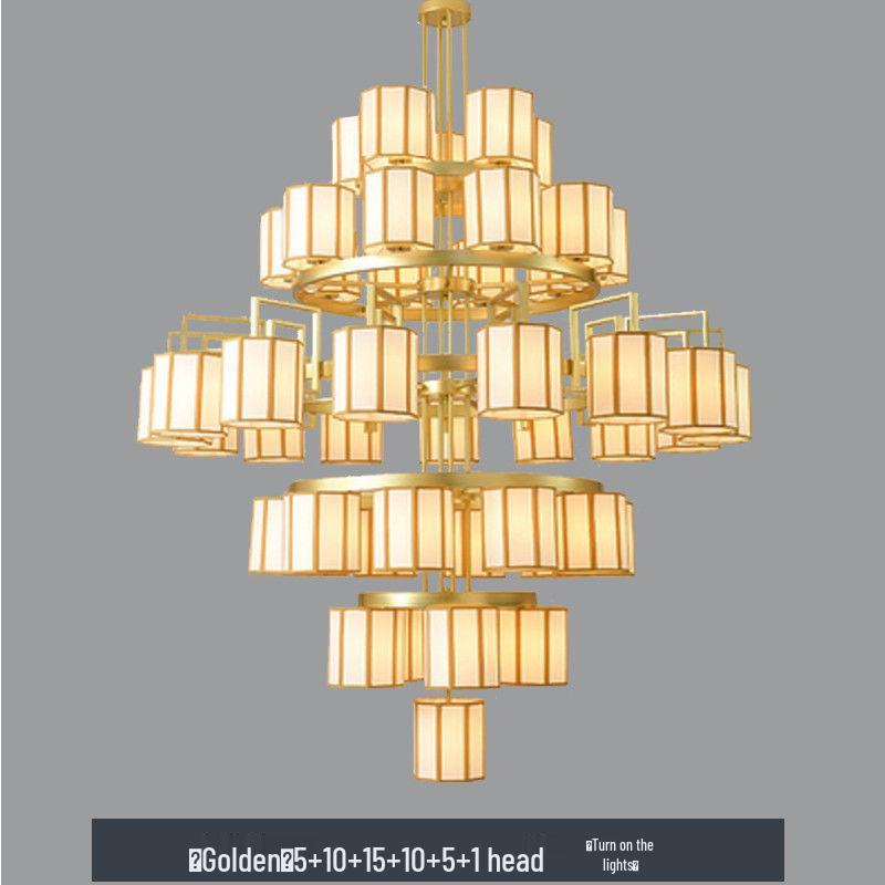 Chinese-Style Duplex High Ceiling Chandelier for Hotel Lobby or Villa