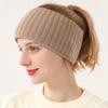 1PC Fashion Ear Warm Knitted Headband Fluffy Plush Solid Color Elastic Hairband Windproof Headwear Warm Hair Band Girl