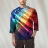 Men's Fashion Printed Round Neck 3/4 Sleeve Tops T-Shirt