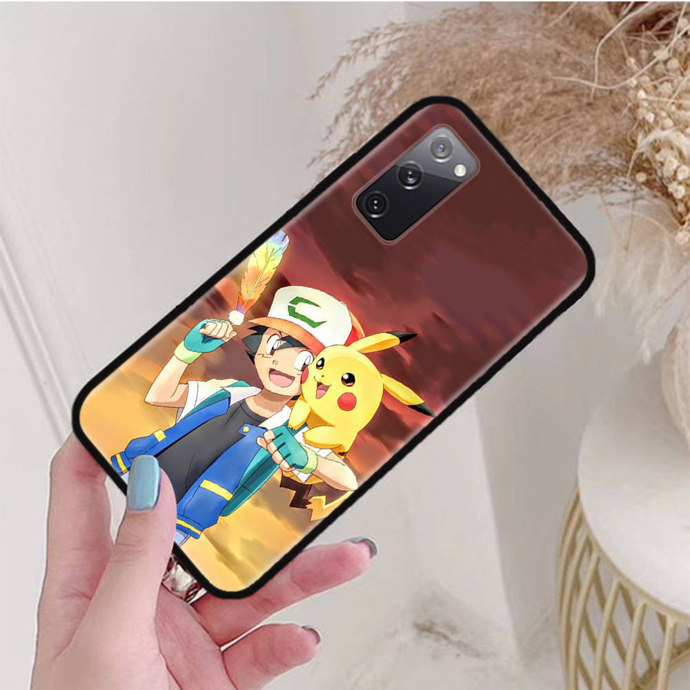 Black Case for Samsung Note 20 Lite S24 Ultra S23 A03 A05 A06 A11 A71 A15 A16 A13 A24 A25 A33 A52 A53 A50 M55 M35 Plus P-35 Cute Pokemons Pikachus