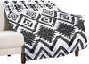 Black White Abstract Geometric Vintage Textured Boho Pattern Print Super Soft Flannel Throw Blanket for Bed Sofa