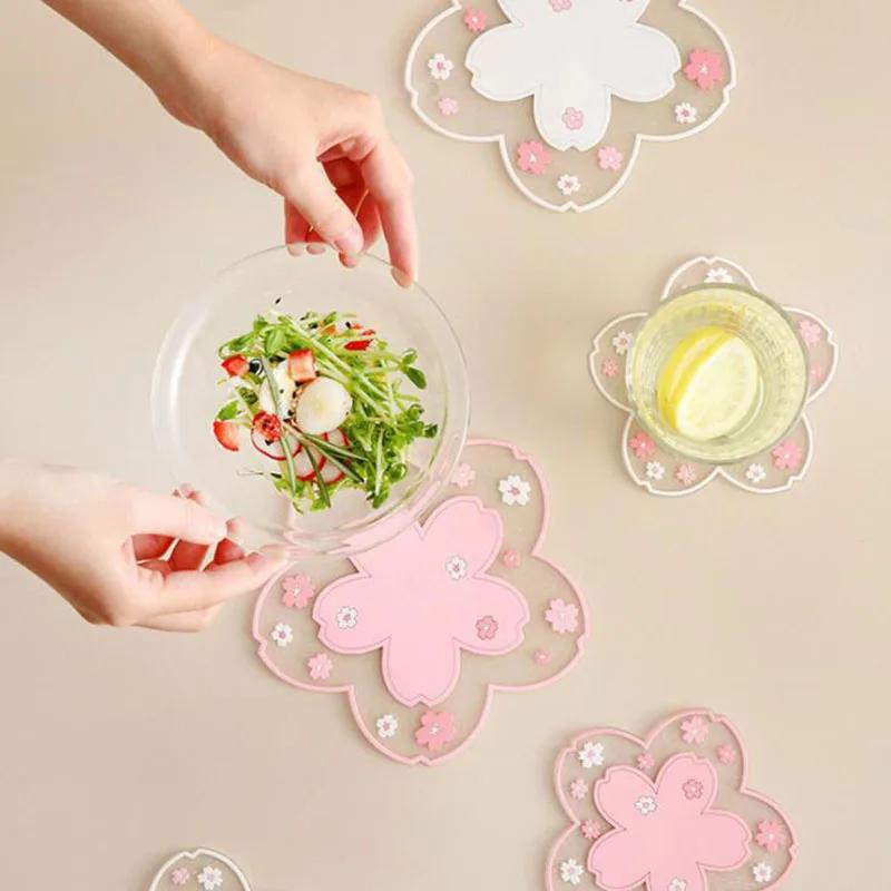 Cup Kitchen Home Accessories Insulated Mat Japanese Tea Coaster Coasters Decoration Milk Sakura Table Style 1PC Kawaii Drinkware