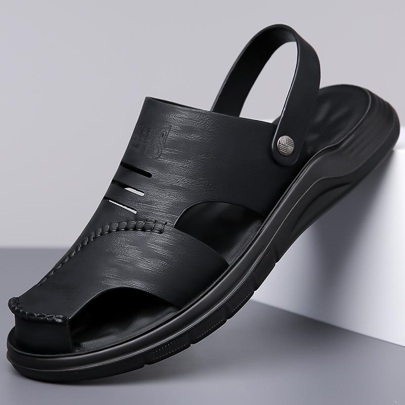 

Beach Flats Open-toe Men s Slide Sandals Comfortable Summer Shoes Quick Dry Wading Aqua Slippers All-match Travel Male Sandals 44 чёрный