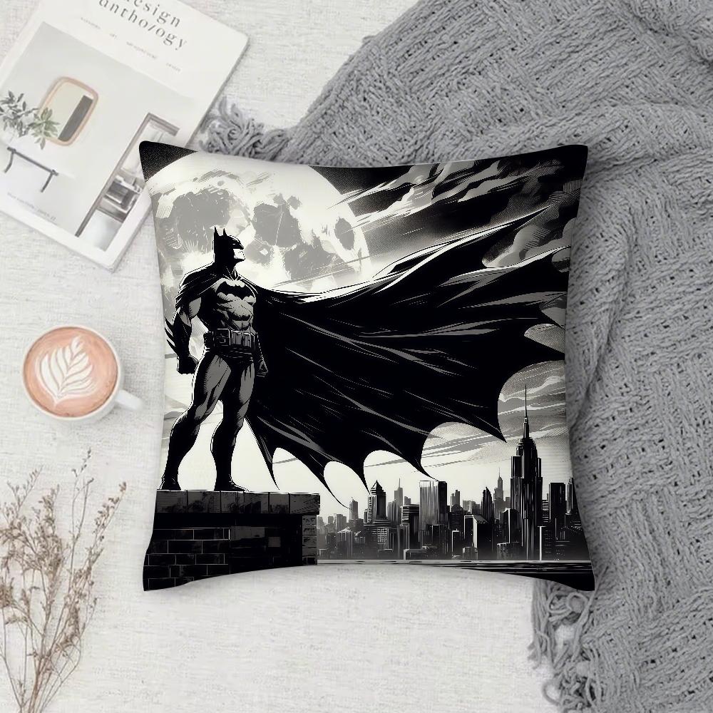 Superhero B-Bat M-Man Pillow Case Square Double-Sided Printing Sofa Cushion Cover Pillowcase Bedroom Bedside