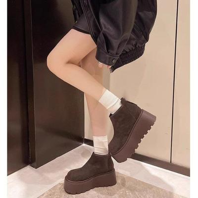European Non-slip Warm Snow Boots Increase 7CM Women's 2025 Autumn and Winter New Thick-soled Fashionable Versatile Temperament Short Boots