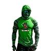Men's Casual Hooded Long Sleeve Raglan Color-Block Sun Top with Halloween Print (Without Glasses)