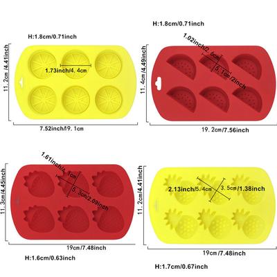 3D Meyve Şeklinde Silikon Kalıplar Ananas Portakal Karpuz Çilek Şeker Kalıbı Bisküvi Şekerli Puding Çikolata Aleti