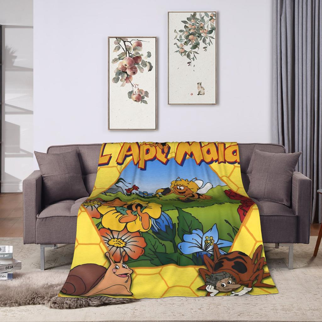 Coperte in Flanella di Maya l'Ape Morbide Durevoli Coperte da Letto per Camera da Letto Viaggi in Aereo Comodo Copriletto Copri Divano Letto
