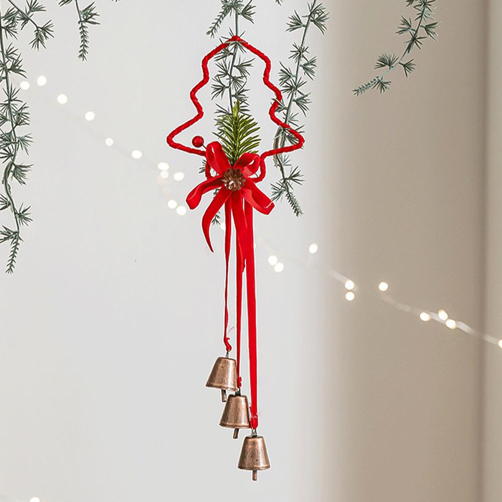 Christmas Tree Decoration Red Ribbon Bell Bow Christmas Tree Decoration Xmas Ornament For Home New Year 2025 Decor