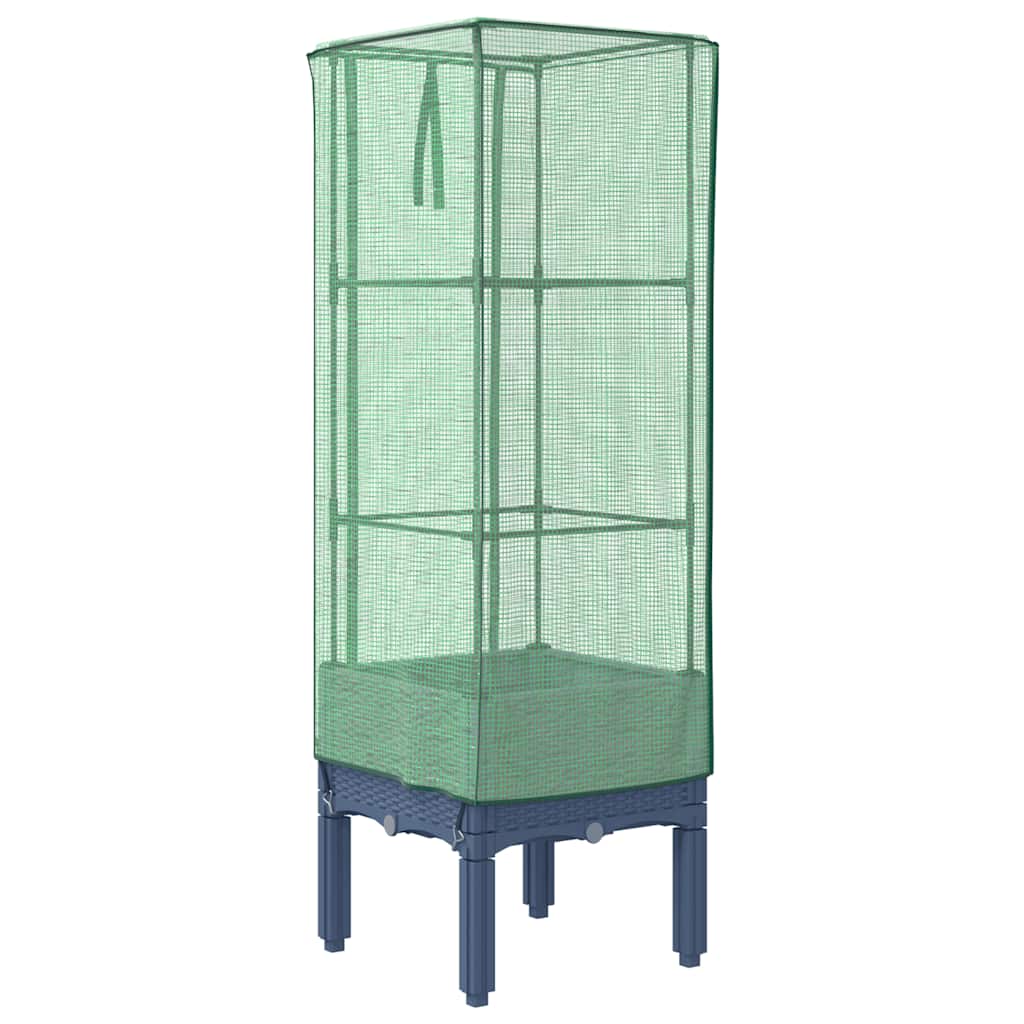 Vidaxl Raised Planter with Greenhouse, Rattan Look, 40X40X140 Cm