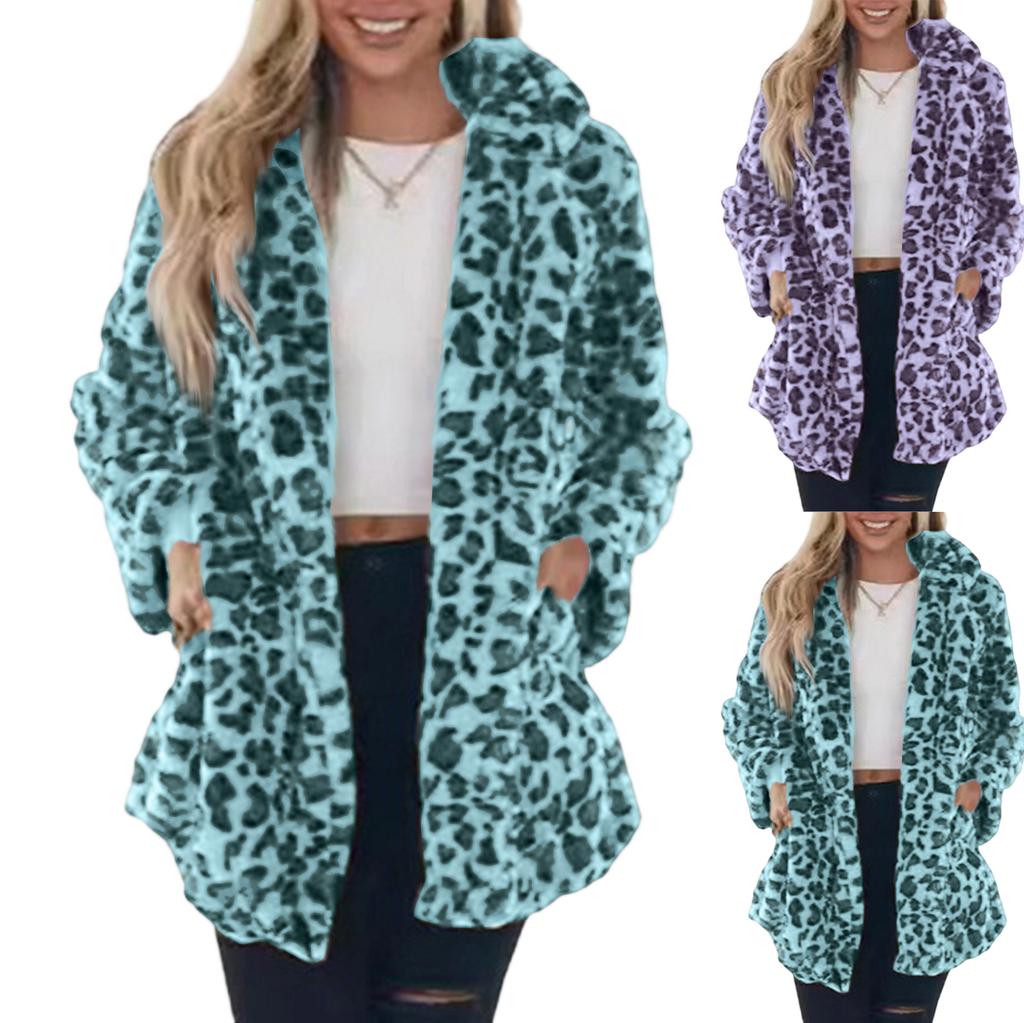Women's Winter Thickened Double-sided Velvet Stand Collar Loose Leopard Print Plush Zipper Jacket