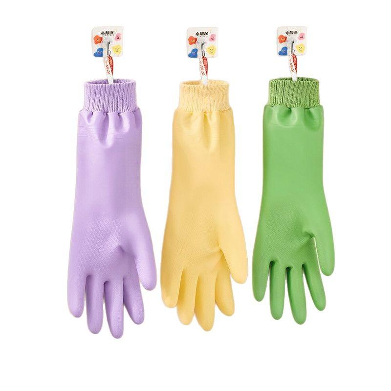 Pogrubione Trwałe Ciepłe Wodoodporne Rękawice do Zmywania Naczyń z Nicią i Aksamitem do Prac Domowych