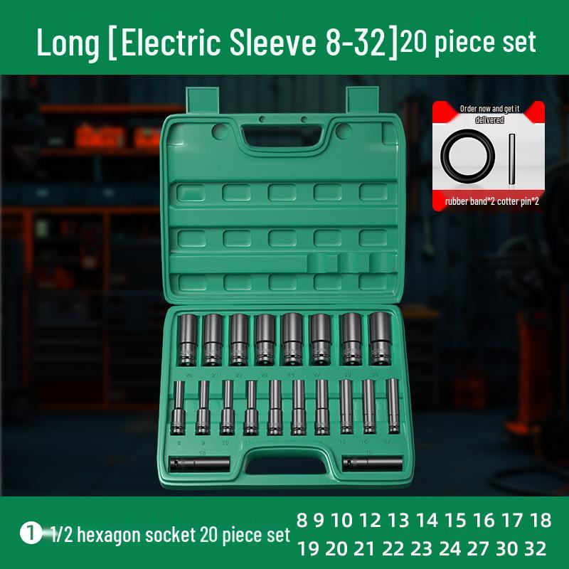 Umfassendes Elektroschrauber-Set mit verlängerten Sechskantstecknüssen – Groß, Mittel, Klein