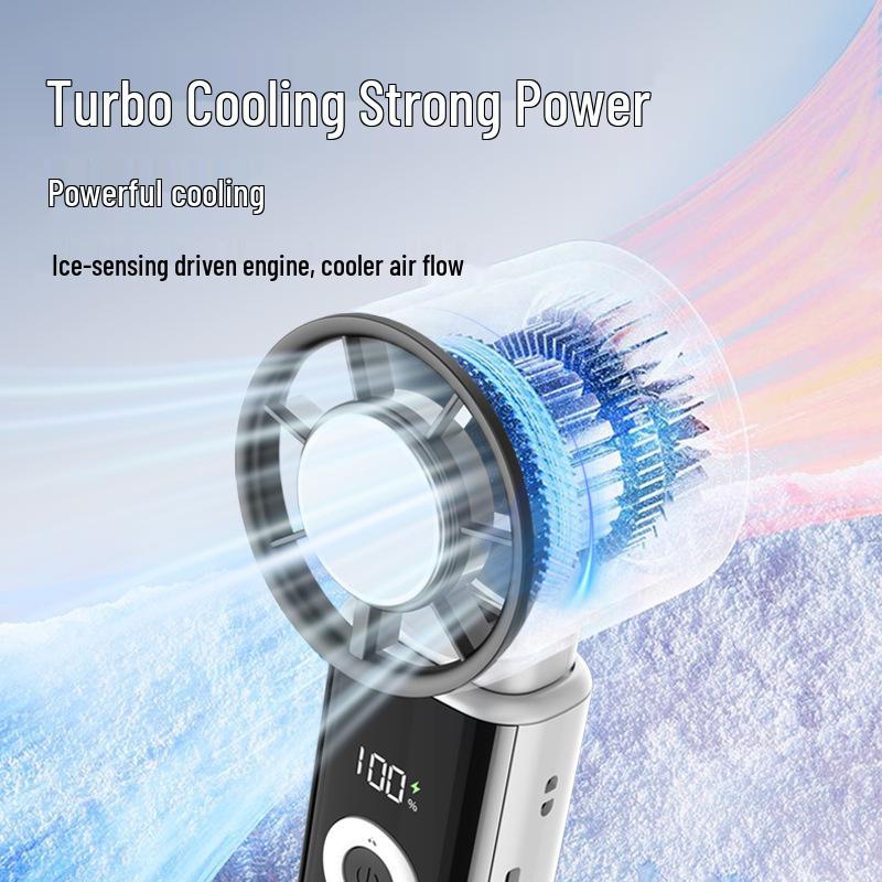 2026 Handheld High-Speed Fan: Digital Display, Strong Wind, 100-Speed, Folding Semiconductor Design