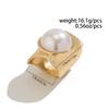 IngeSight.Z Exaggerated Big Irregular Metal Wide Ring for Women Creative Design Inlaid Imitation Pearl Finger Ring Jewelry