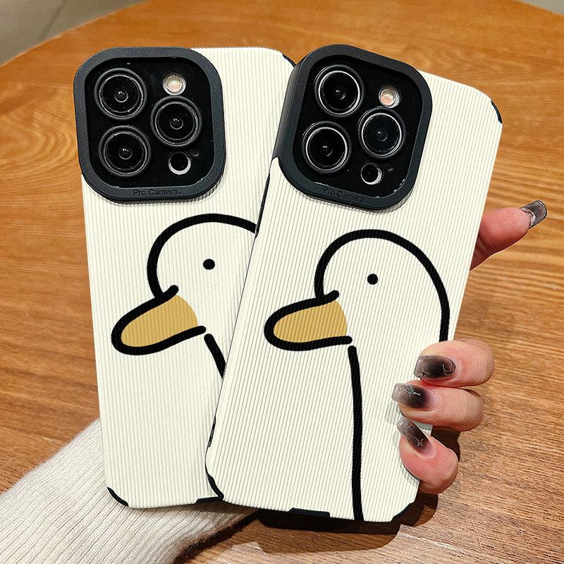 Vertical Leather Shell Silly Goose Printed Patterned Shockproof Soft Silicone Case with Camera Lens Full Protection for IPhone Samsung