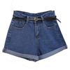 Retro Jeans Damen Sommer High Waist Aufgerollte Denim Jeansshorts mit Taschen Übergröße Shorts