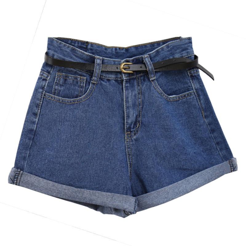 Retro Jeans Damen Sommer High Waist Aufgerollte Denim Jeansshorts mit Taschen Übergröße Shorts