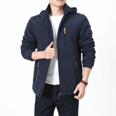 Waterproof and Windproof Fabric with Plush Thick Jacket, Men's Top, Outdoor Assault Jacket, Youth Can Take Off The Hat, Loose Oversized Casual Jacket