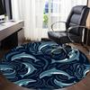 1PCDolphin Ocean Office Round Area Rug,  Mat Suitable For Office, Under Office Chairs Bedroom Living Room Home Decor, Room Deco