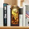 DIY Book Nook Kit 3D Vintage Miniature Bookshelf Scene Wooden Puzzle Bookshelf Decor with LED Light Miniature Dollhouse Model