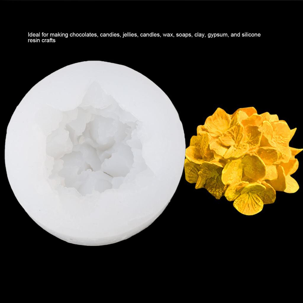 3D Hydrangea Flower Fondant Mold Silicone Flower Soap Mold for Clay Chocolate Pudding Cupcake Cake Decoration