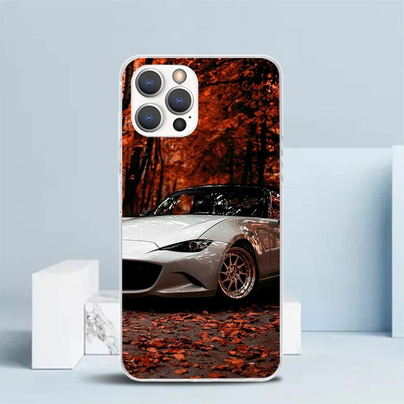 

JDM Car MX5 Cute Soft Cover for iPhone 16 17 Air 15 14 Pro Max 16E Phone Case 13 Mini 12 11 7 SE 8 Print Pattern Fit Cases 16 17 iPhone 16E