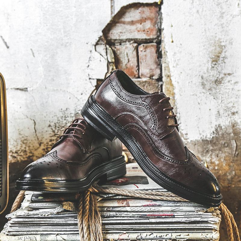 Summer Brock Men'S Shoes Korean British Leather Shoes Men'S Casual Business Dress Wedding Shoes 6151-J