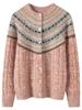 Women's Fair Isle Intarsia Cashmere Cardigan - Autumn/Winter 2026: Round Neck, Loose Slimming, Single-Breasted Warm Outerwear