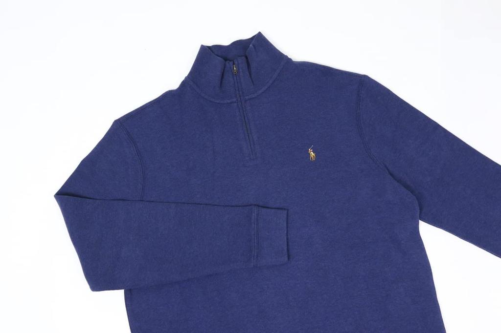 Polo Ralph Lauren Pullover Sweatshirt with Metal Pull and Embroidered Size Men's Half-Zip Pony, M, 0102998, D.BLUEHTR [Used]