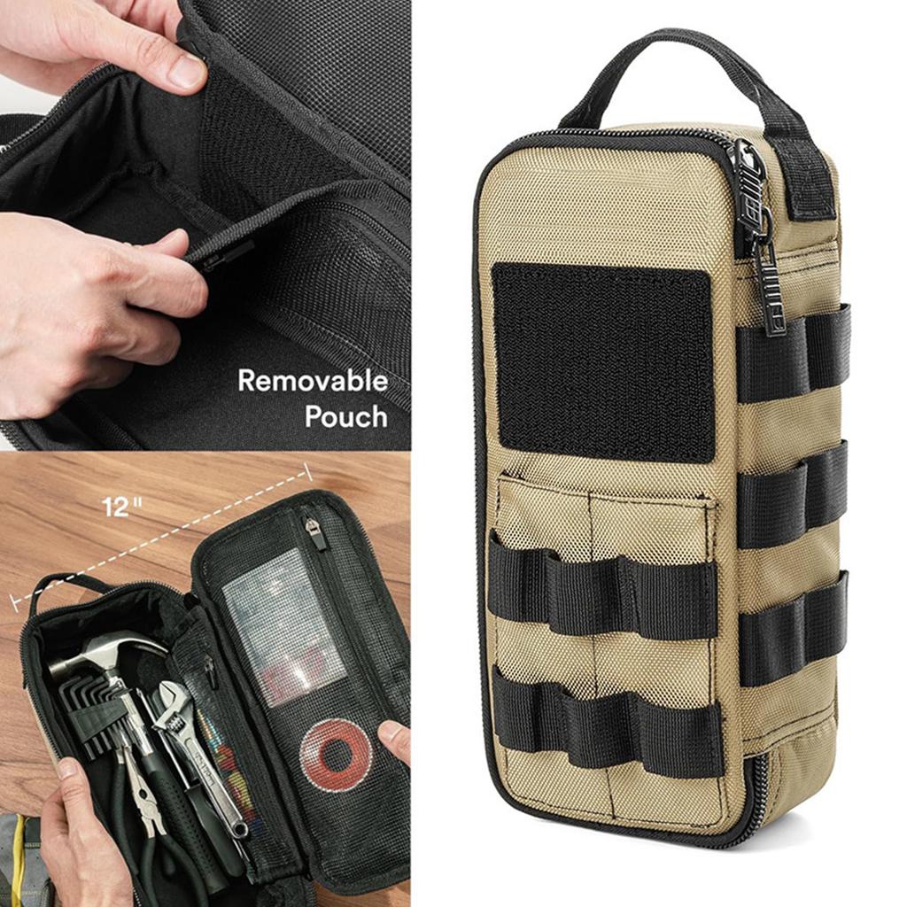 Heavy Duty Small Tool Bag Pouch Portable Utility Organizer Case with Handle for Motorcycle Road Bike Electrician