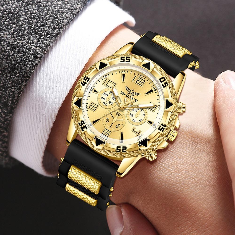 Men's Watch Blu-ray Glass Quartz Watch Classic Watch False Three-eye Digital Alloy Watch