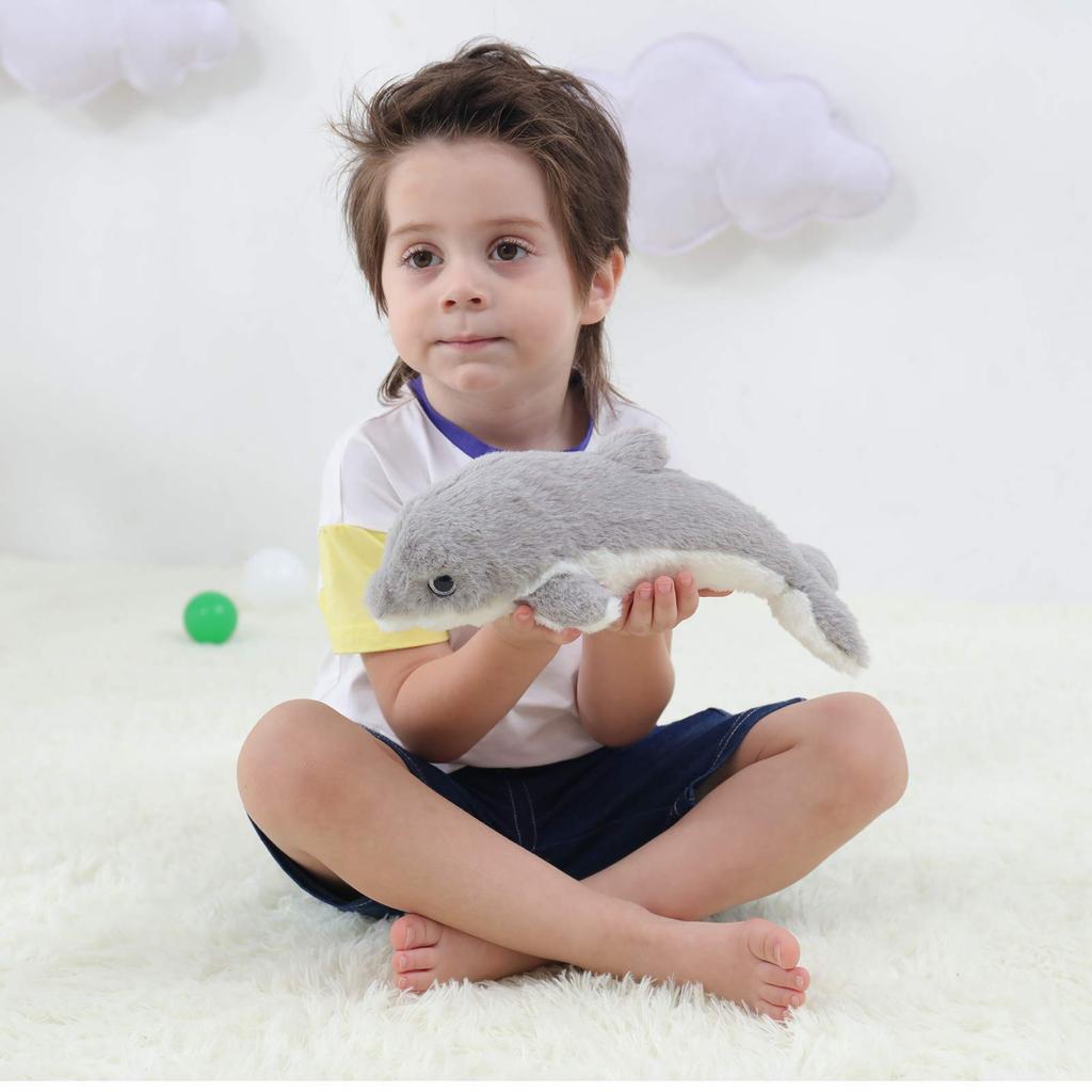 Apricot Lamb Grey Dolphin Plush Toy for Kids, Soft and Cute, Fluffy Grey Dolphin for Girls and Boys, 30cm