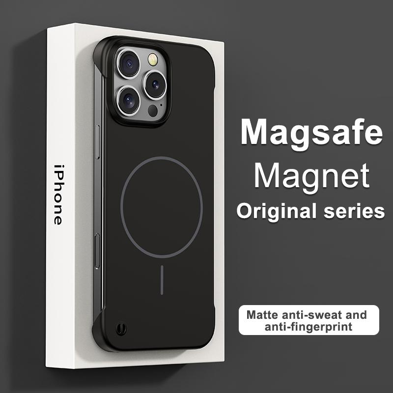 Luxury Frameless Slim for Magsafe Phone Case For iPhone 16E 15 Pro 14 Pro Max 13 12 Wireless Charge Shockproof Magnetic Hard PC Bumper Cover