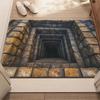 3D Hole Rug Realistic Optical Illusion Rug Funny Bottomless Pit Doormat Absorbent Non-slip Floor Mat for Bathroom Living Room Entryway