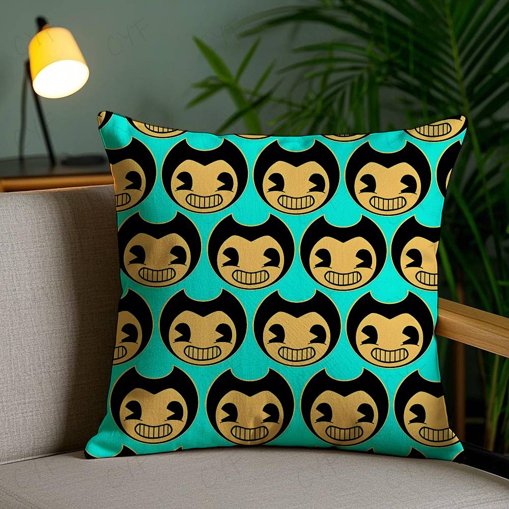 B-Bendy And The I-Ink Machine Anime Pillow Case Safe Custom Photo Pillow, Anti-Fade Brushed Fleece Cushion