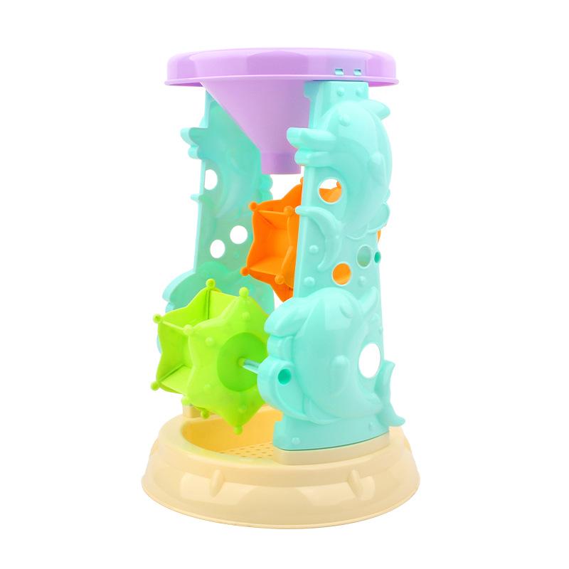 Beach Toy Set: Hourglass, Beach Car, Small Shovel, Buckets, Beach Boat, Large Shovel, Medium Shovel Sprinkler (Random Colors)