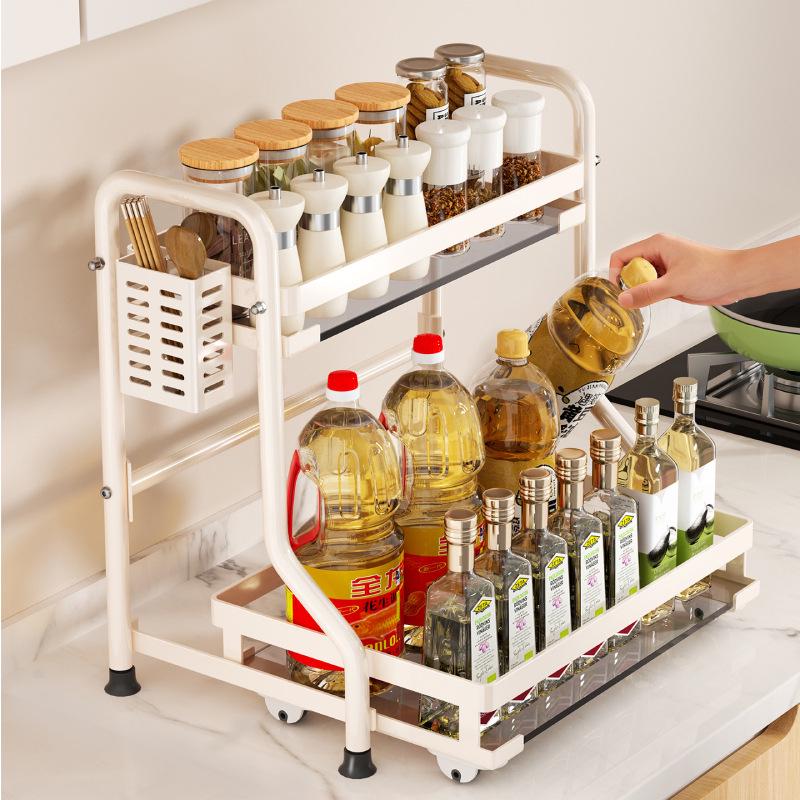 Multi-Layer Kitchen Countertop Storage Rack for Oils, Spices, and Utensils