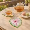 Acrylic Tropical Plant Coasters, Heat Resistant Non-Slip Drink Coasters, Easy Clean Leaf Shaped Pads for Coffee Table Desk Decor, Home Gift