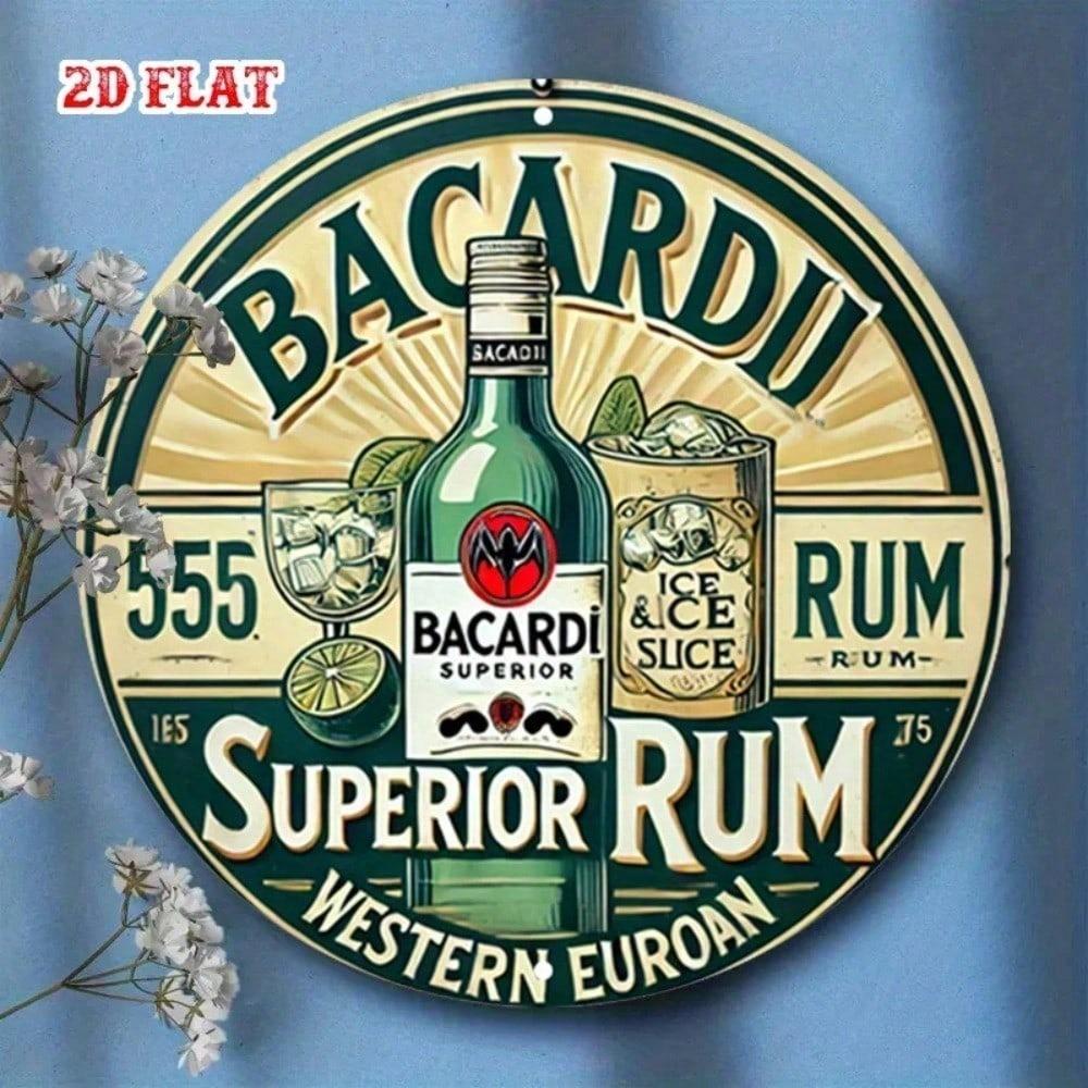 Vintage Spirit 7.87 Round Aluminum Tin Sign, Retro Bar Pub Decor, Hand-Crafted 2D Flat Metal Plate for Home Wall Art