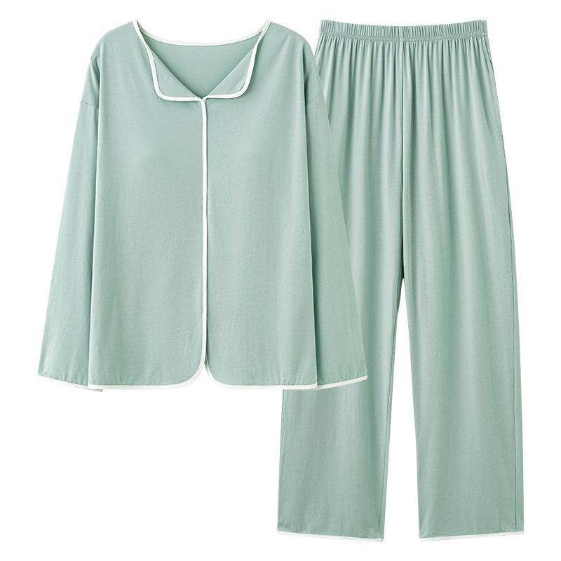 Women's pajamas autumn new modal with chest pads long sleeves trousers can be worn outside loungewear set spot