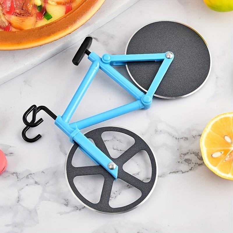 1 piece, bicycle pizza cutter, creative roller pizza cutter, double wheel pizza wheel cutter, pizza cutter, cake cutter