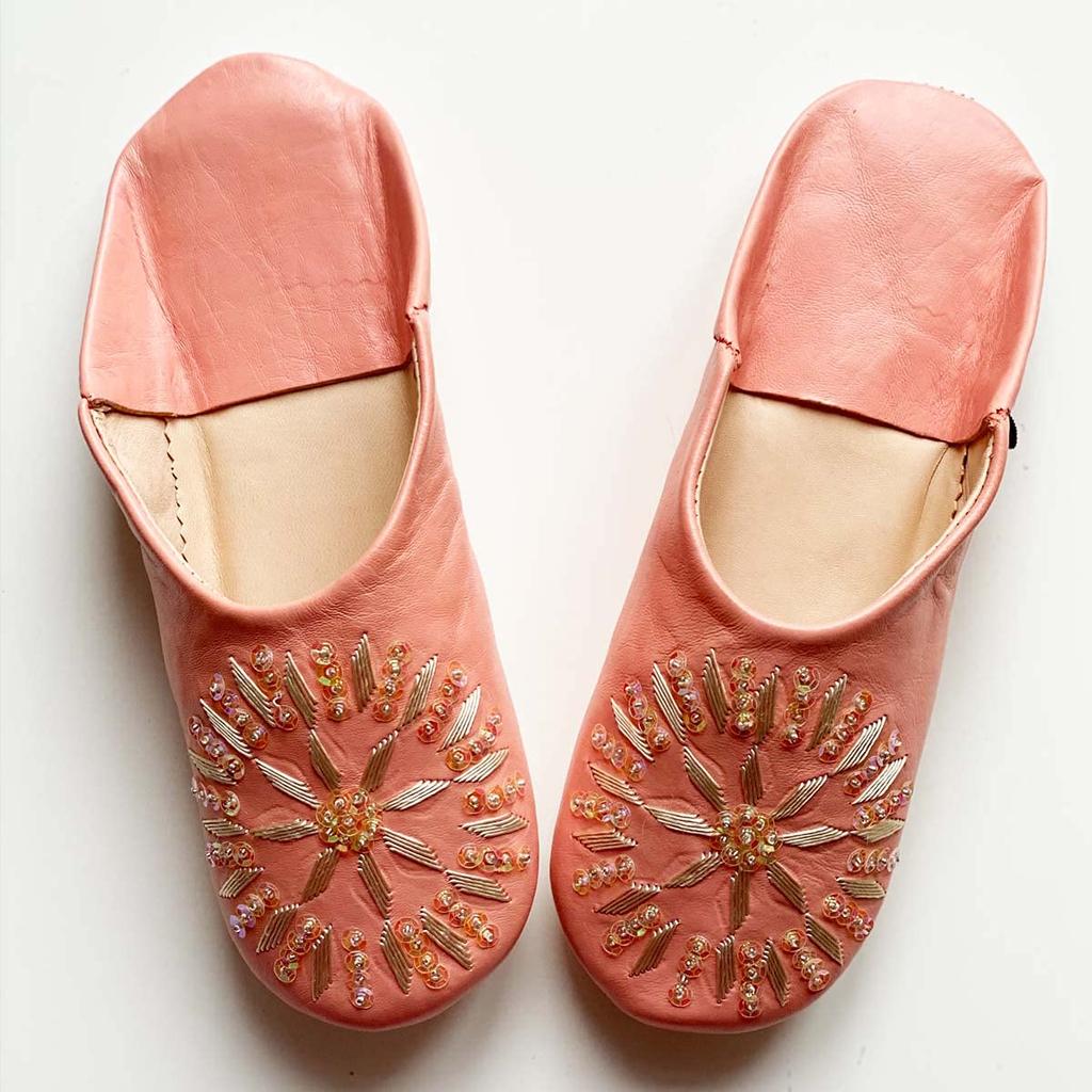 Pailletten Babouche Tasche Pfirsich LL [dear Morocco] // // (26 cm)