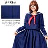 Halloween Sailor Uniform Long Skirt Long Sleeve JK Cosplay Costume Set Long Sailor School Uniform High School Girl Uniform Costume Navy Blue Large