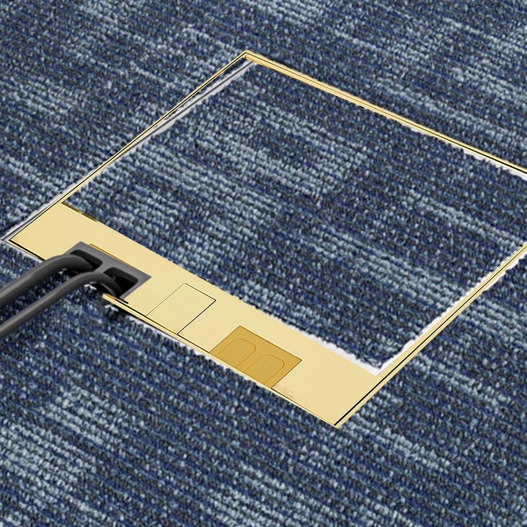 A Used Flat Socket Kit with 3 Two Plug Holes, 16a 4kW Golden Cover Water   Base Floor Container Wide Application for   Hotel