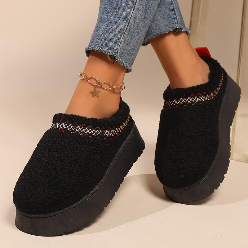 Thick Bottom Plush Slippers Women Fashion Lamb Cashmere Warm Indoor Slides Woman Winter Soft Sole Non-Slip Cotton Slippers 2025