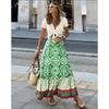Womens Printed High Waist Flared Midi Skirt Loose Casual A-line Daily Dating