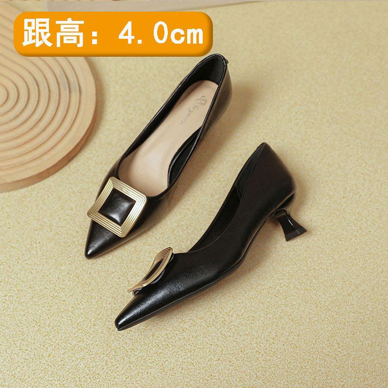 Pointed high heels women's thin heels temperament socialite 2025 new spring and autumn women's shoes small high heels shallow mouth French single shoe