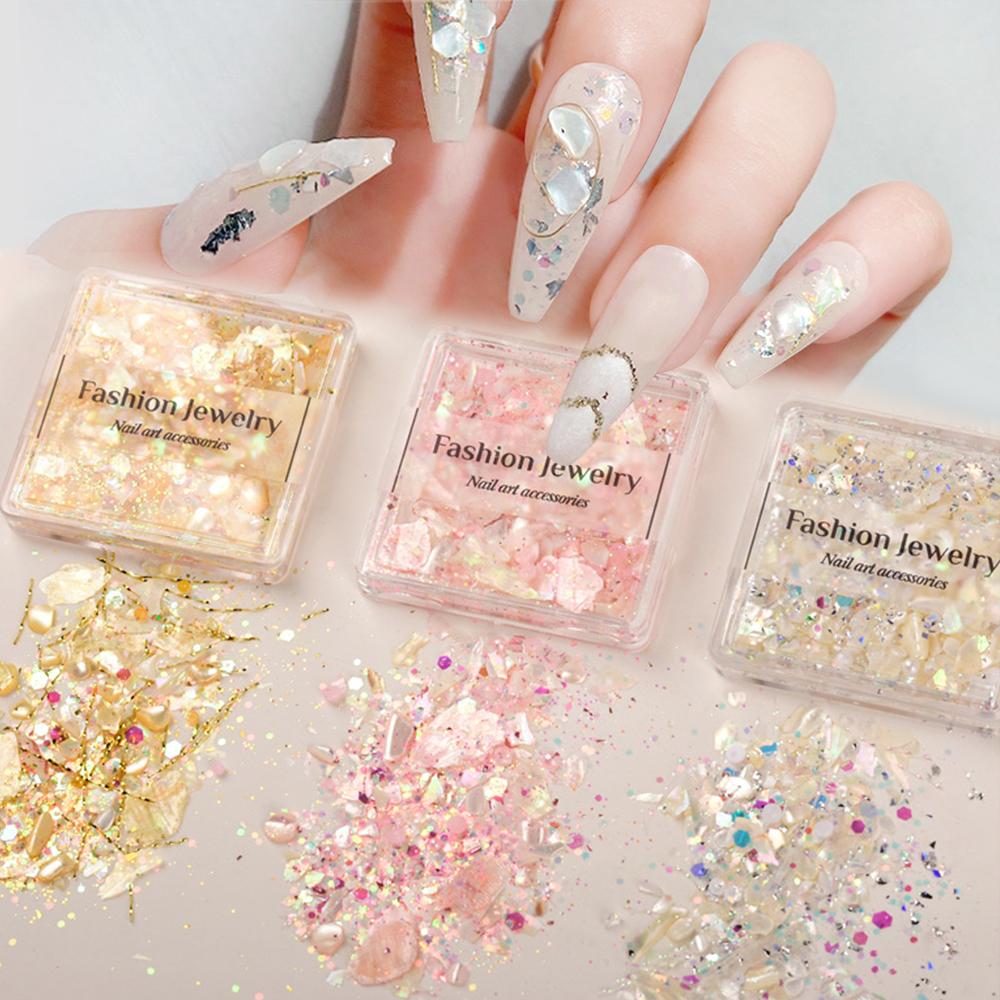 

1Box Нерегулярный кусок раковины Украшение ногтей