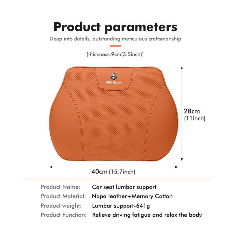 RWXI1 For Alfa Romeo Leather Car Seat Headrest Neck Poillow Lumbar Mat Auto Accessories GT Stelvio F1 Brera Volante Tonale Gloria